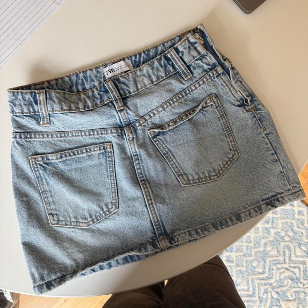 Zara Pale Blue Denim Mini Skirt